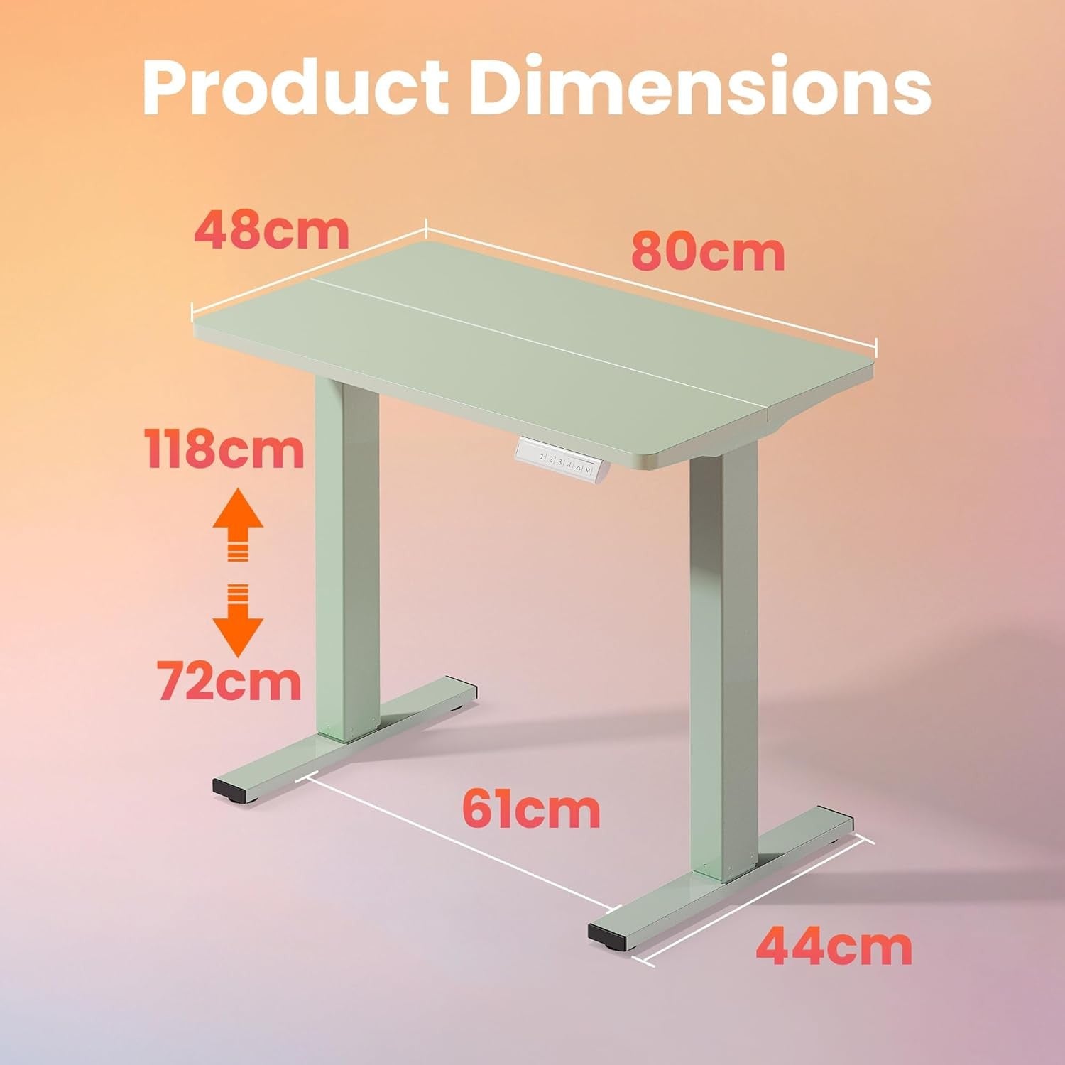 Electric Standing Desk Height Adjustable Sit Stand Home Office Table 80x48cm