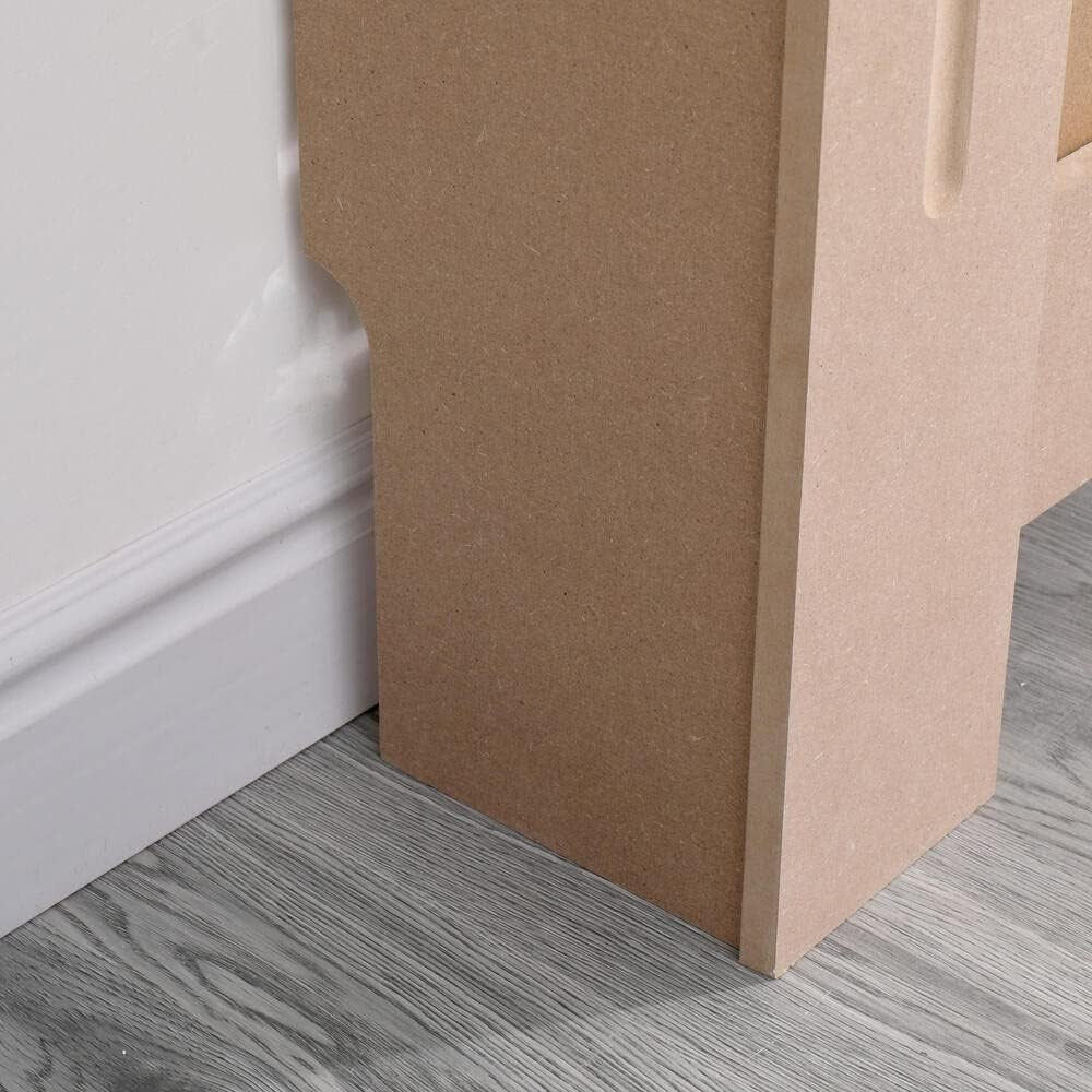 Large Unfinished Radiator Cover | Natural MDF Wood Cabinet with Pattern Grill