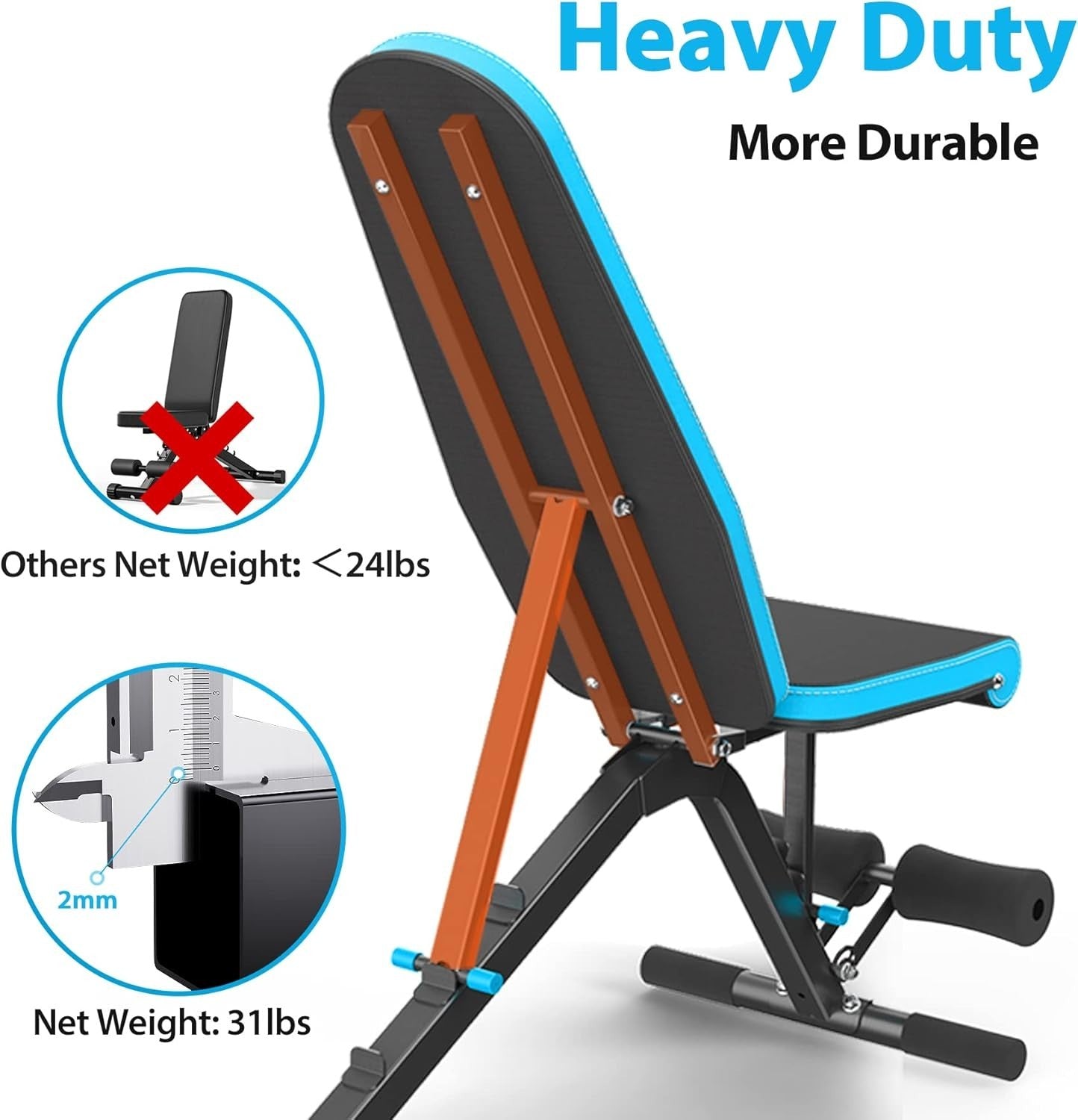 Upright 90° Adjustable Workout Bench 660lb Strength Training Bench