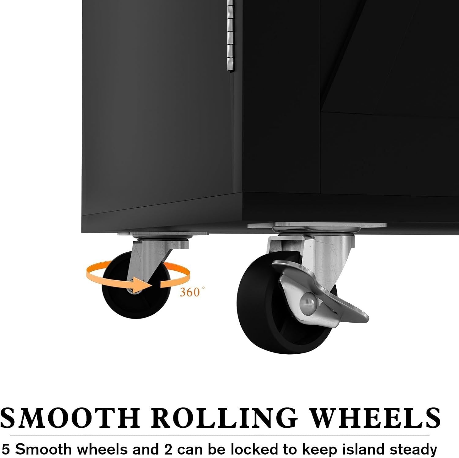 Rolling Kitchen Island Cart with Drop Leaf, Storage Cabinets & Wheels