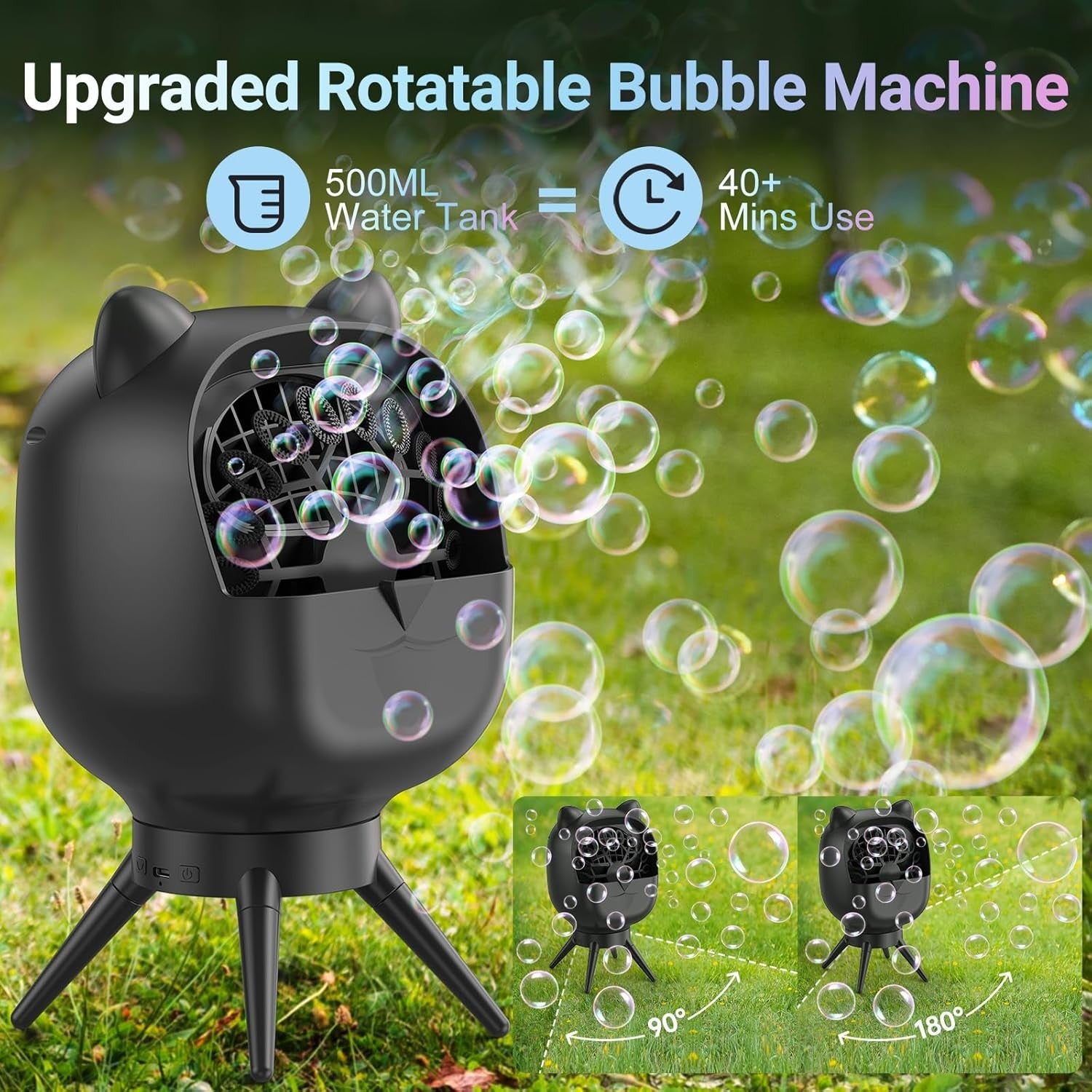Rechargeable Bubble Machine 38000 Rotating 500ML Party Blower