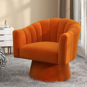 Orange Velvet Swivel Accent Chair 360° Modern Armchair for Lounge Room