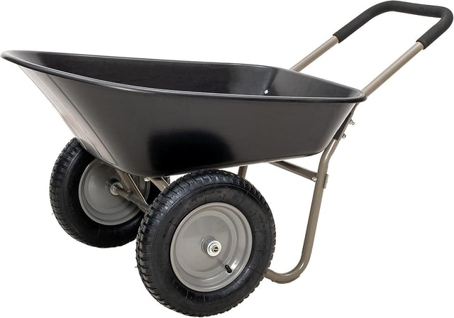 85L 2-Wheel Garden Wheelbarrow – Black – Pneumatic Tyres Heavy Duty 150kg Steel