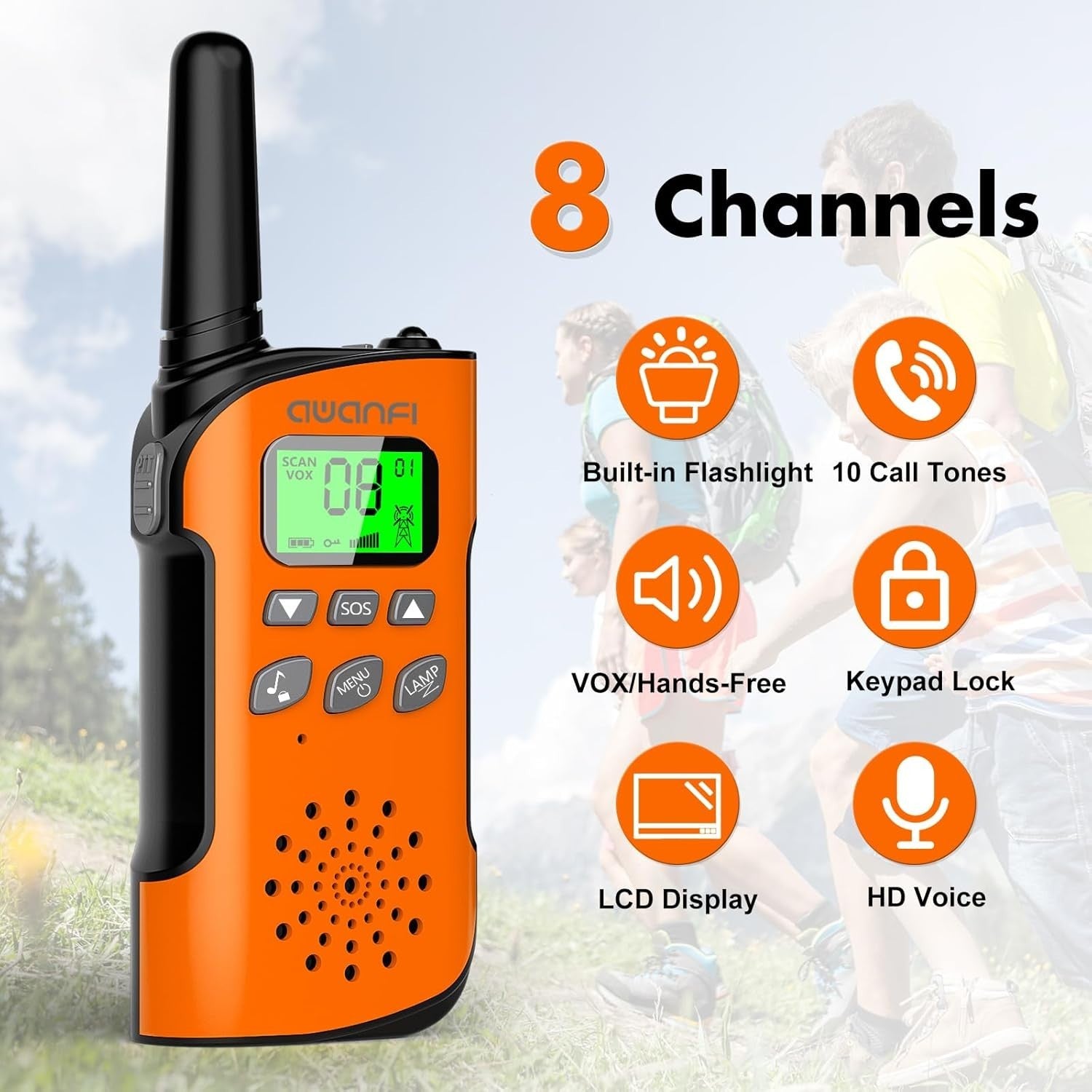 Kids Walkie Talkies 3 Pack Rechargeable VOX USB-C Long Range Radios