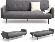 Modern 3 Seater Sofa Bed Click Clack Grey Upholstered Sleeper Couch