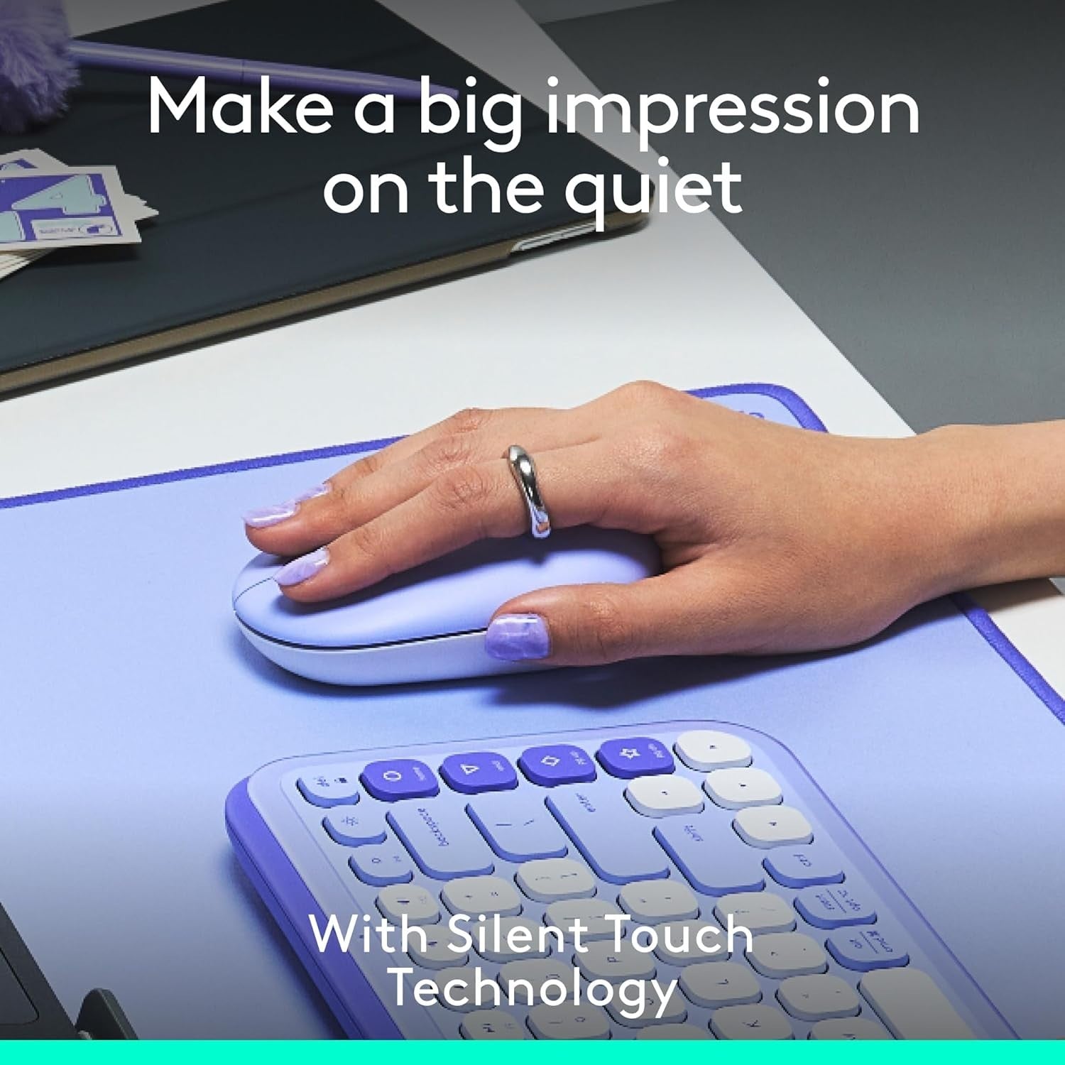 Compact Wireless Bluetooth Mouse Quiet Click Multi Device Lilac