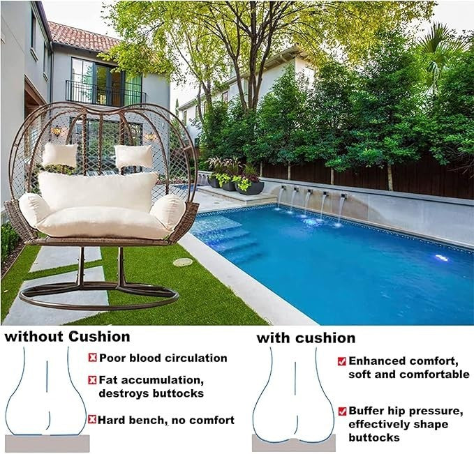2 Seater Egg Chair Cushion Waterproof Thick Swing Seat Pad Garden Outdoor Pink