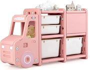 Kids Toy Storage Unit Car Shape with Bins Drawers & Cabinets 112x35x66cm