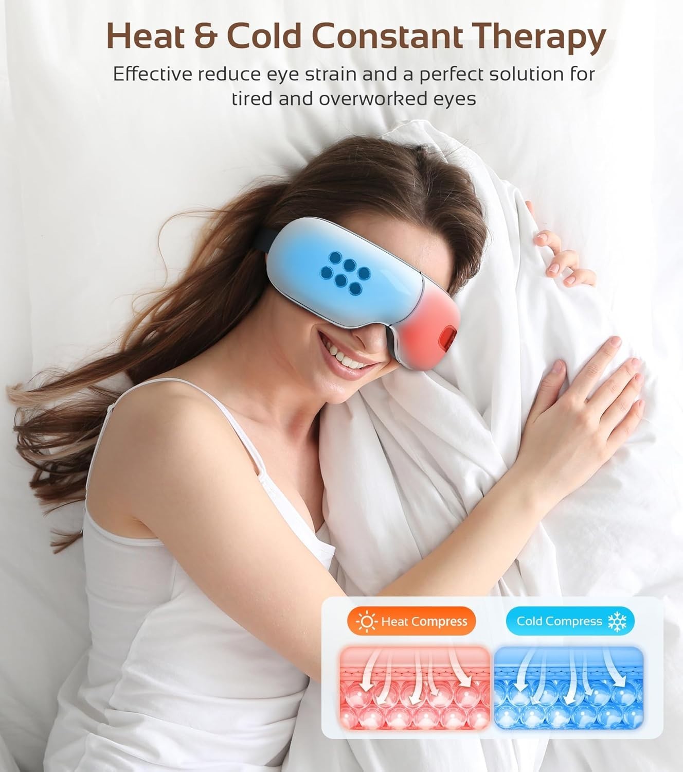 Heated & Cooling Eye Massager Rechargeable Vibration Sleep Mask