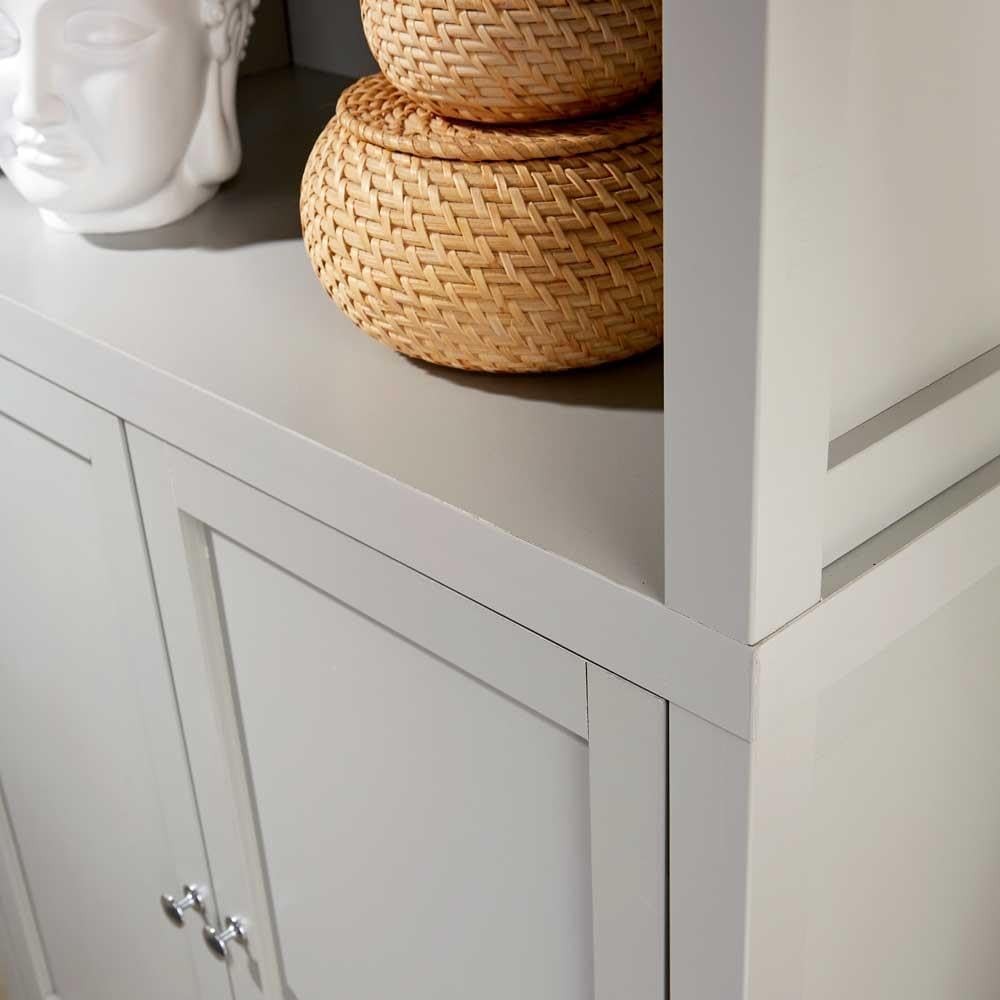 Tall Display Bookcase Cupboard 3 Shelf 2 Door Storage Unit Grey Oak