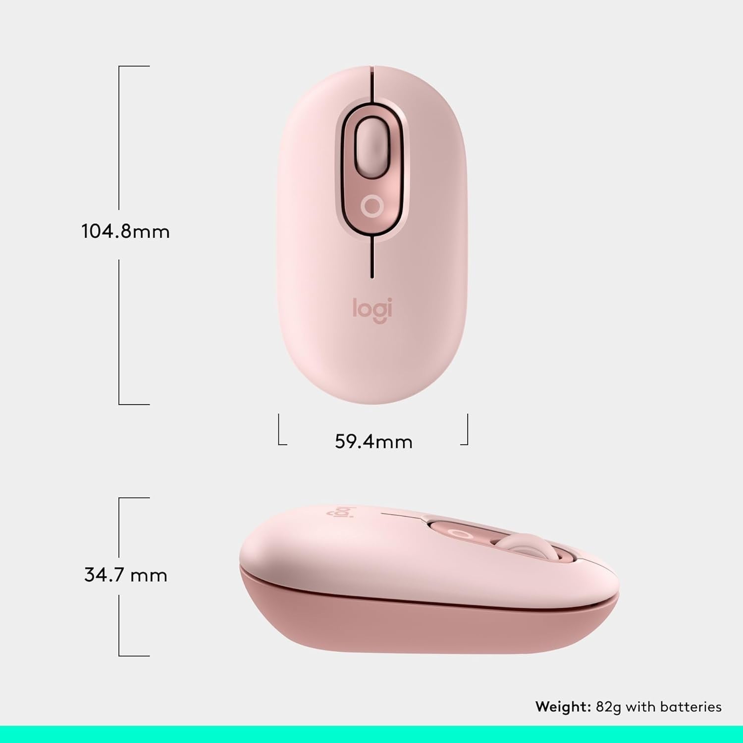 Compact Wireless Bluetooth Mouse Quiet Click Multi Device Rose