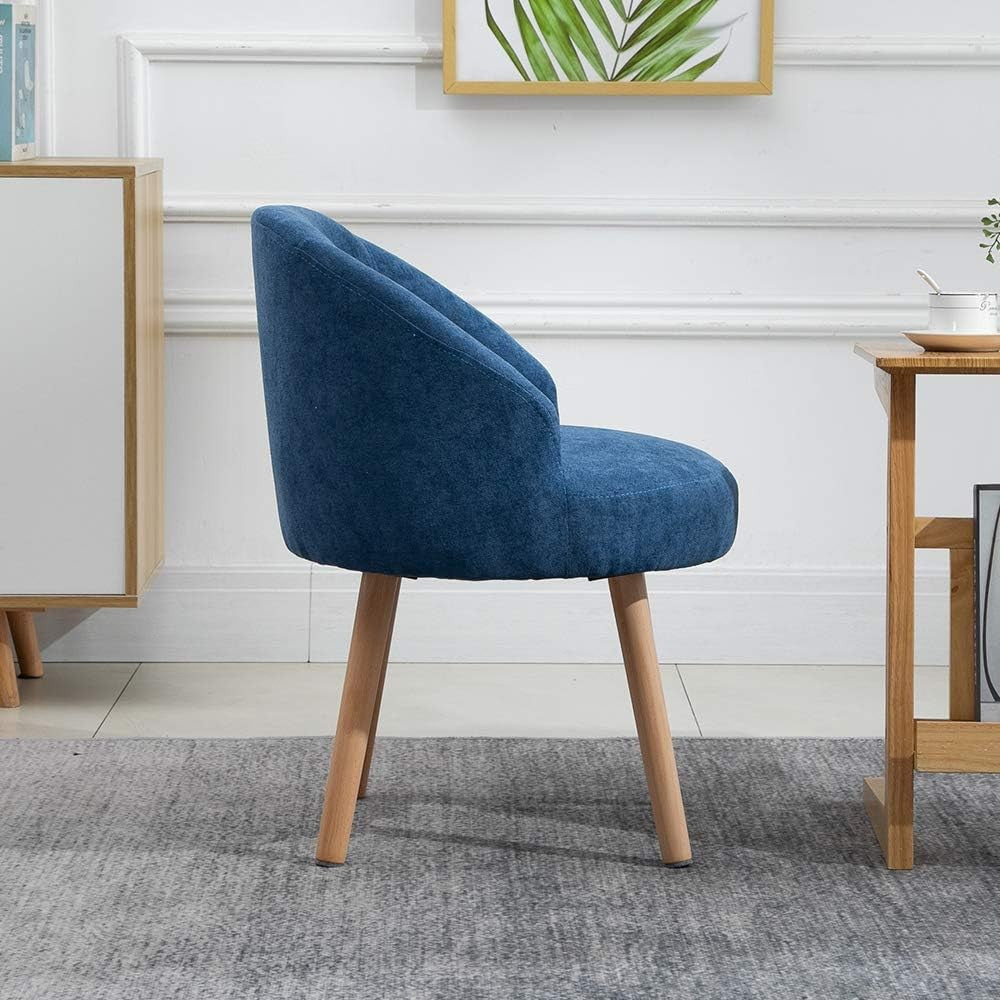 Set of 2 Small Linen Tub Chairs Lounge Side Armchairs Blue