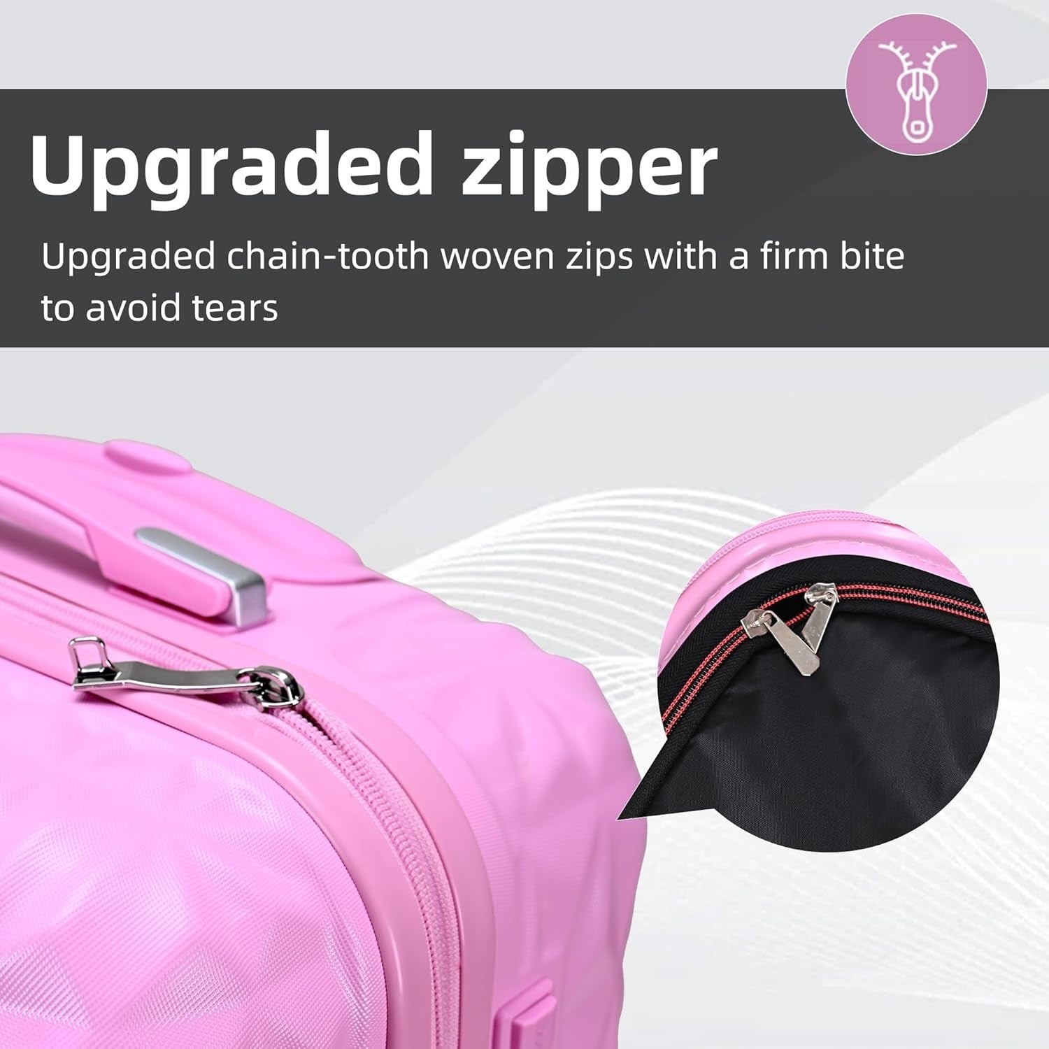 24 Inch Medium Hard Shell Suitcase Lightweight 4 Spinner Wheels Lock Pink
