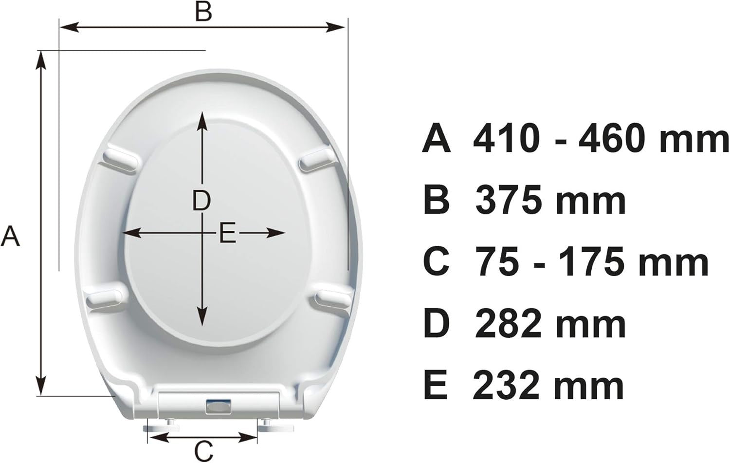 Soft Close Toilet Seat White Oval Quick Release Adjustable Hinges