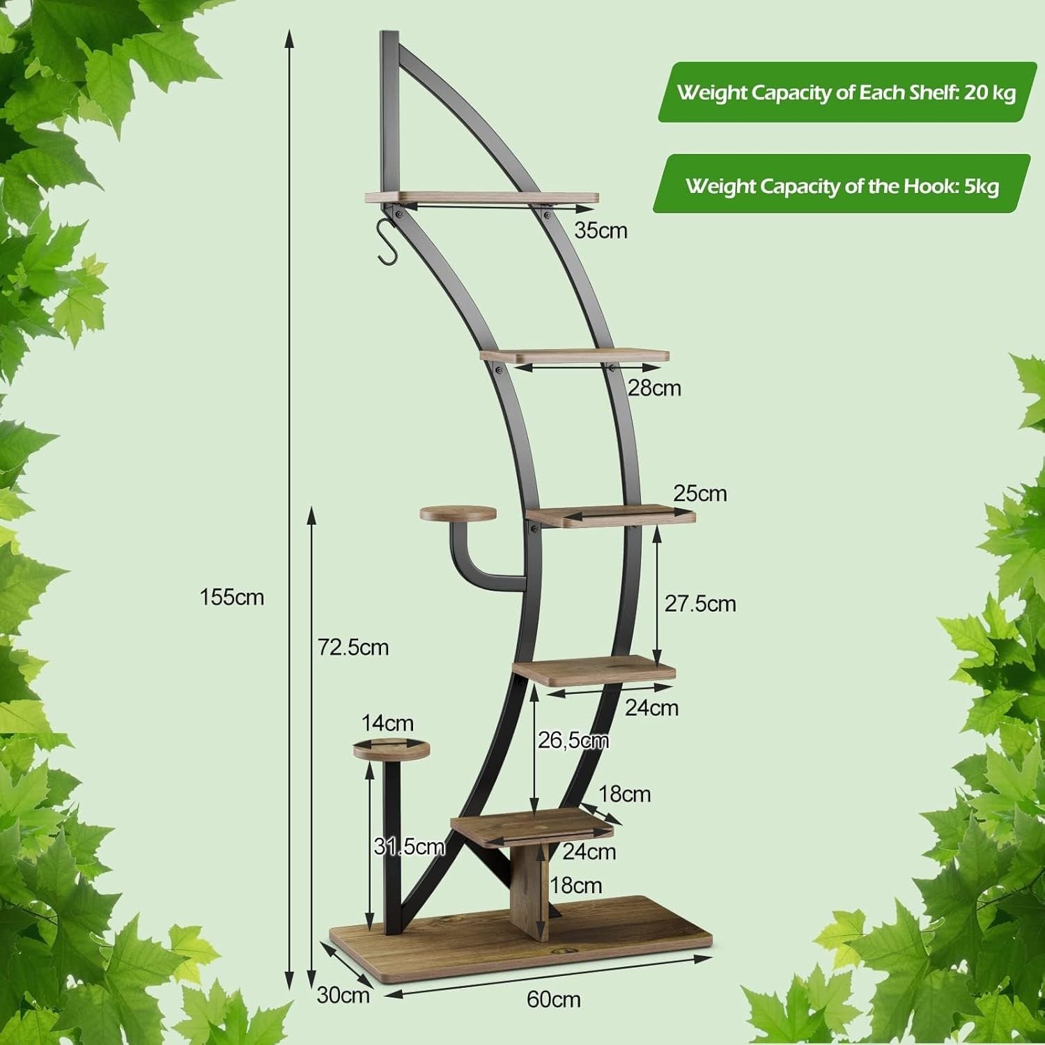 8 Tier Half Moon Plant Stand 2 Pack Metal Flower Shelf Indoor Display Rack Moder