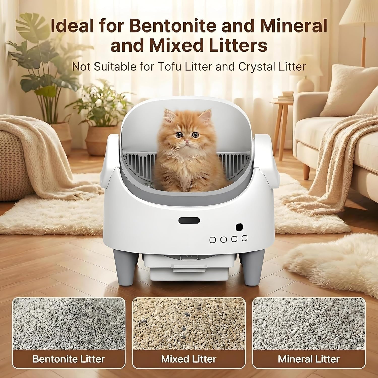 Self Cleaning Cat Litter Box APP Monitor Auto Open Top Multi Cat