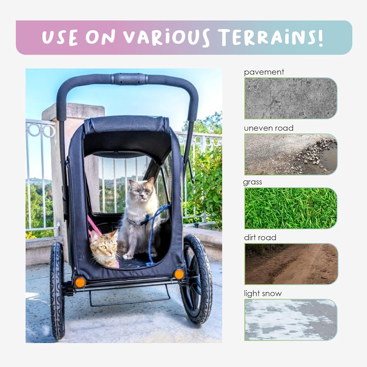 Dog Bike Trailer Jogger Stroller Large Foldable Air Tires Rain Cover