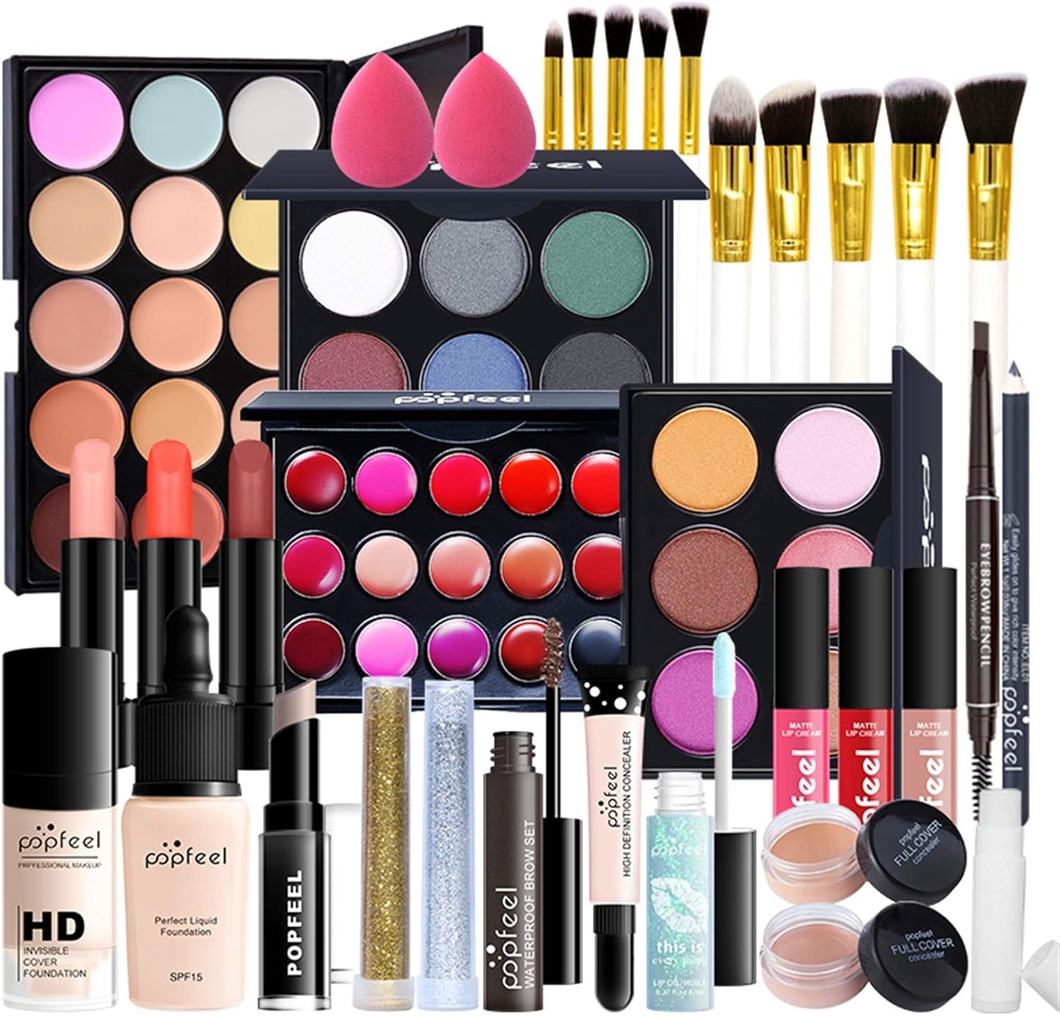 All In One Makeup Gift Set Full Kit Eyeshadow Foundation Lipstick