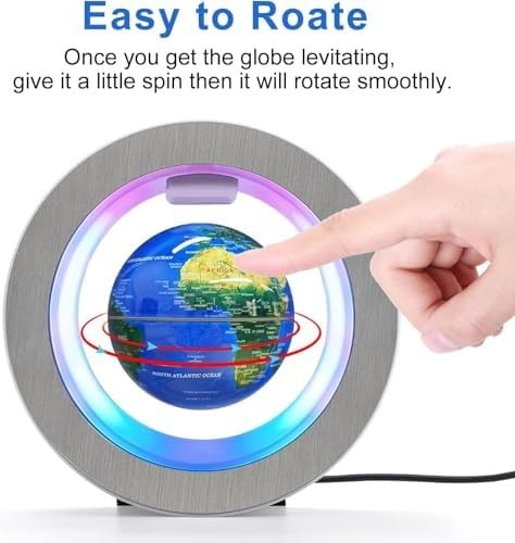 Magnetic Levitating Globe, Floating O-Shape LED World Map Desk Decor