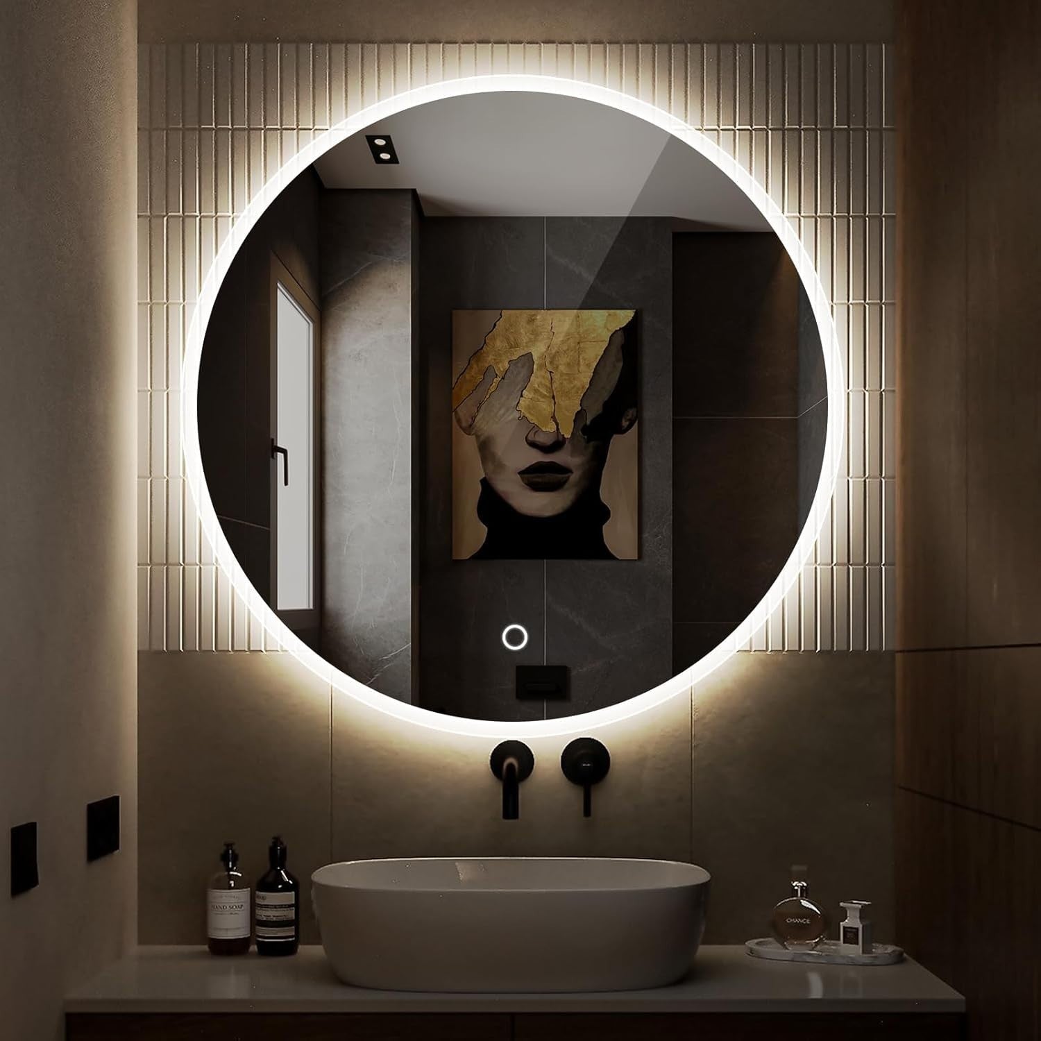LED Bathroom Mirror 60x60cm Bluetooth Anti-Fog Dimmable Touch