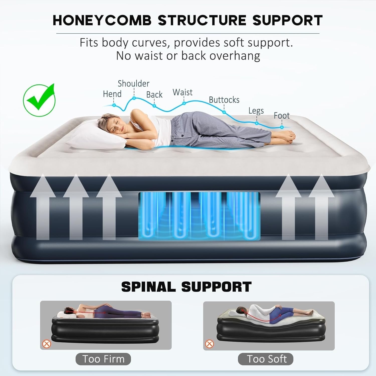 King Inflatable Air Bed Built-In Electric Pump 46cm Raised Guest Mattress