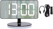 Large LED Mirror Digital Alarm Clock RGB Night Light USB-C Dual Alarm Silent