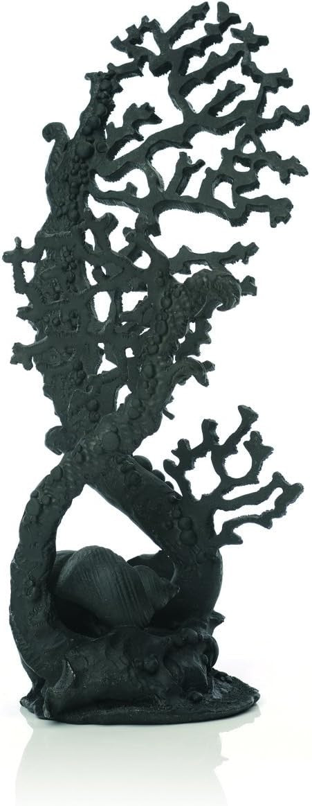 Black Fan Coral Ornament • Luxury Aquarium Decor • Tall 40cm Nautical Sculpture