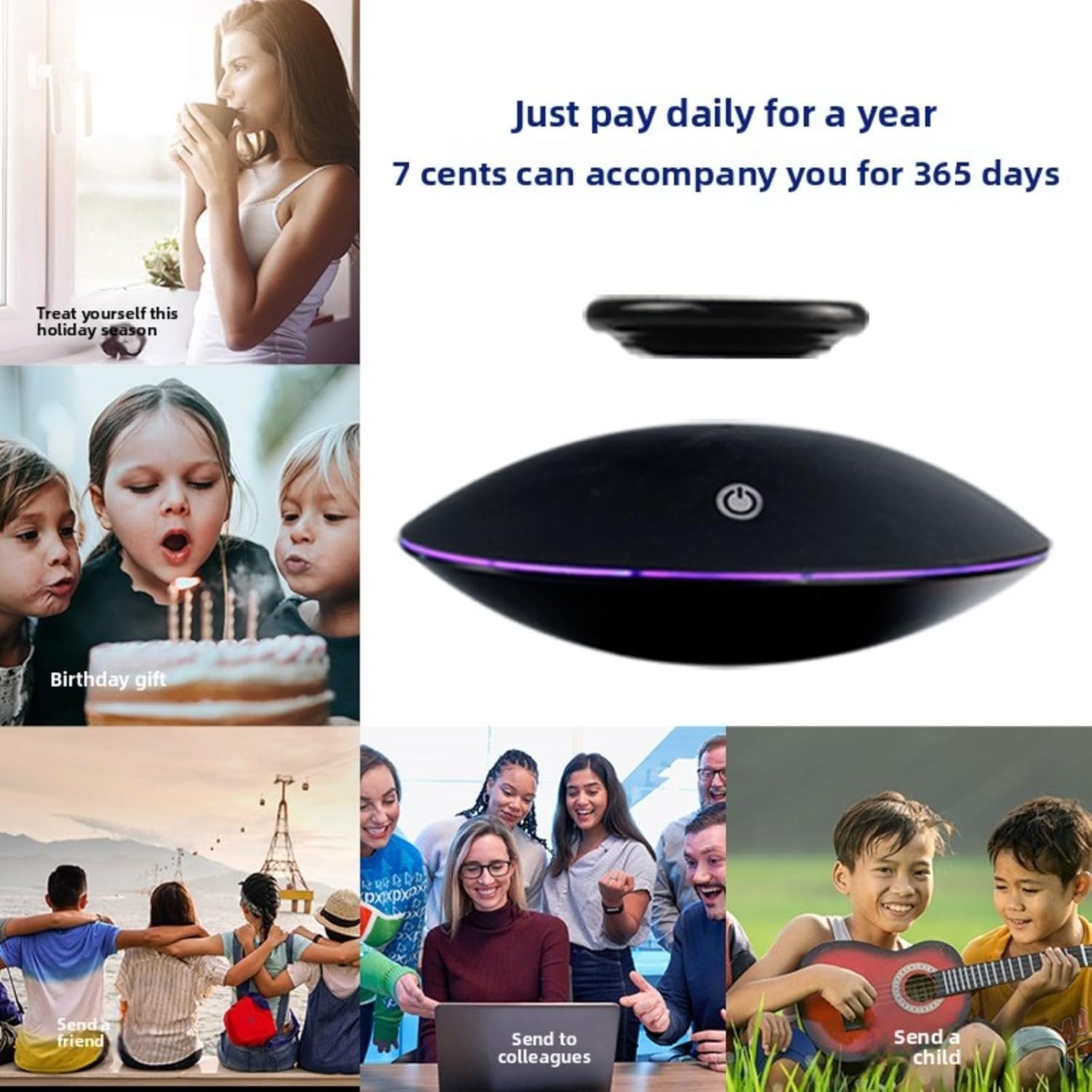 Magnetic Levitation Display Stand Black, Floating Rotating LED Showcase