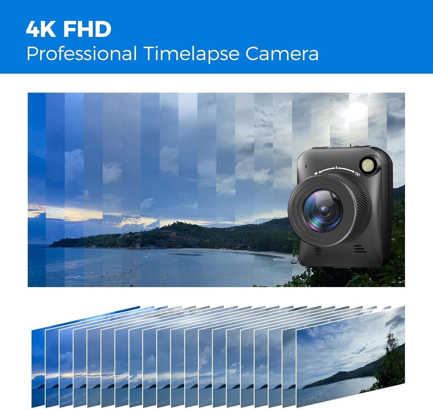 4K Time Lapse Camera Outdoor Waterproof Construction Camera 64GB IP66