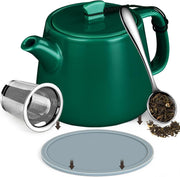 600ml Ceramic Teapot with Infuser Spoon & Coaster Loose Leaf Tea Pot