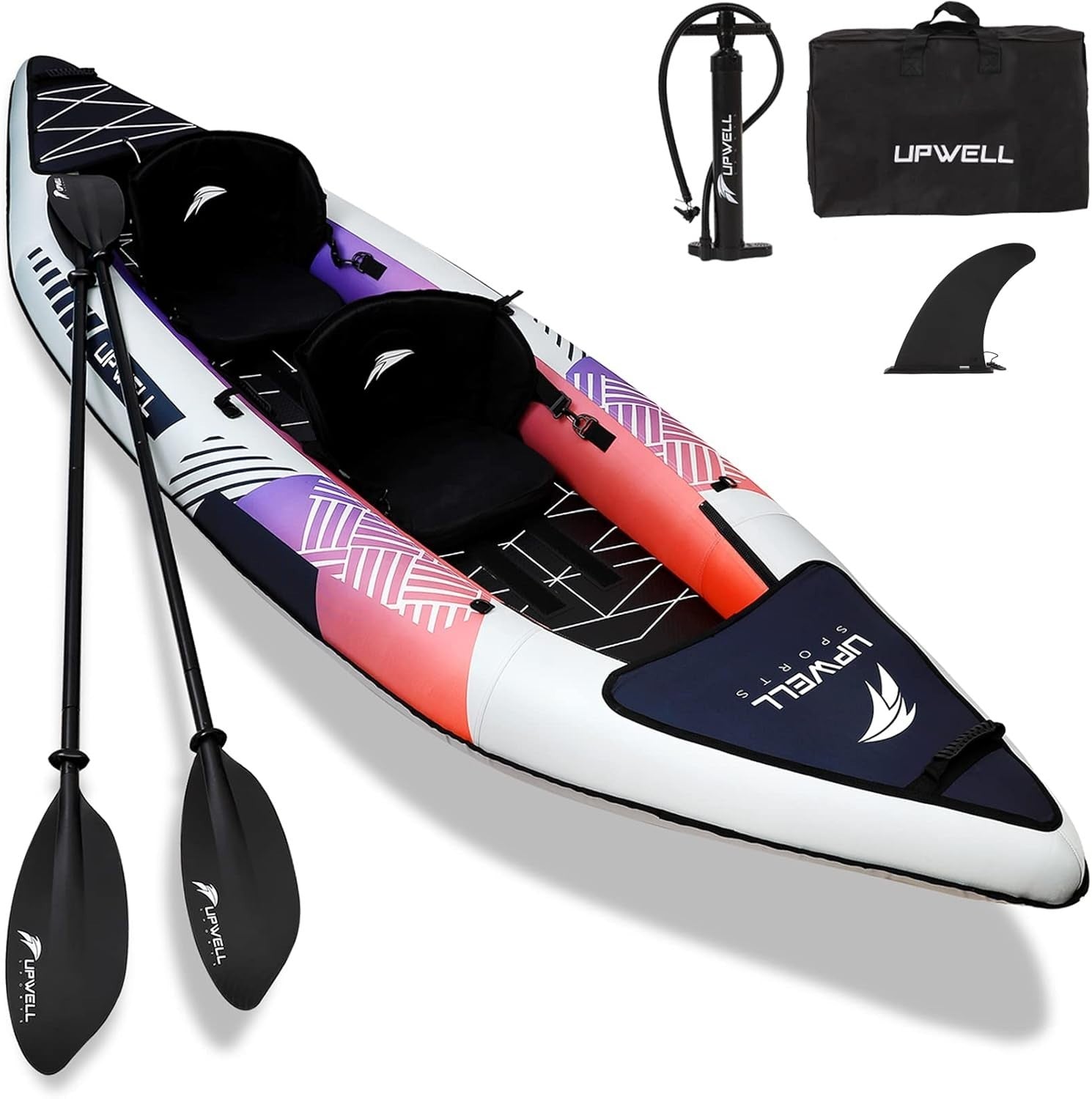 2 Person Inflatable Kayak Set w/ Paddles Pump High Pressure Floor