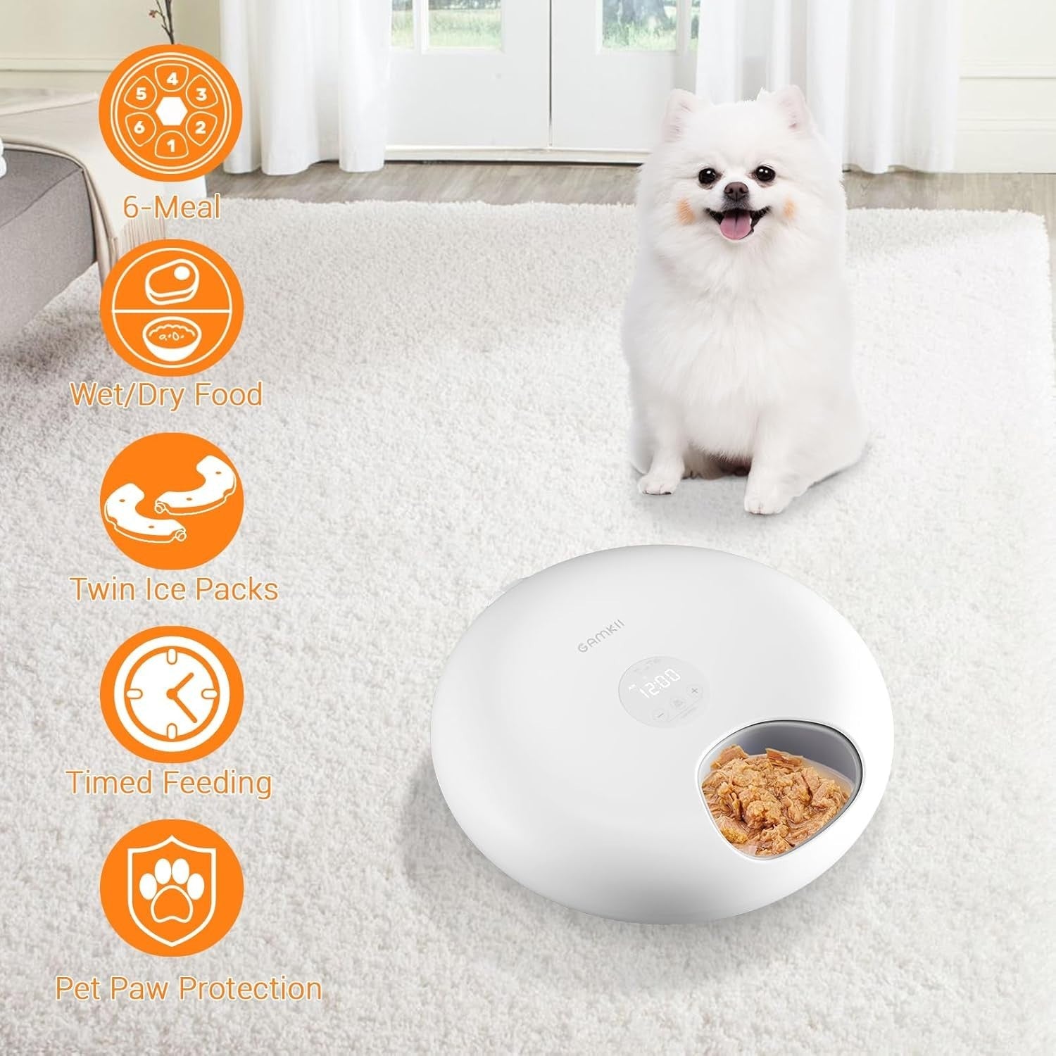 Automatic Wet Cat Feeder 6 Meal Timer Food Dispenser Ice Packs Rechargeable