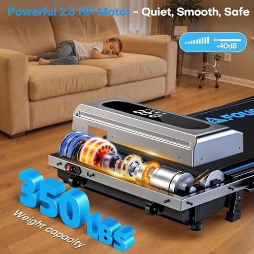 5-in-1 Foldable Treadmill 12km/h, 9% Incline, App Compatible, 350LB Capacity