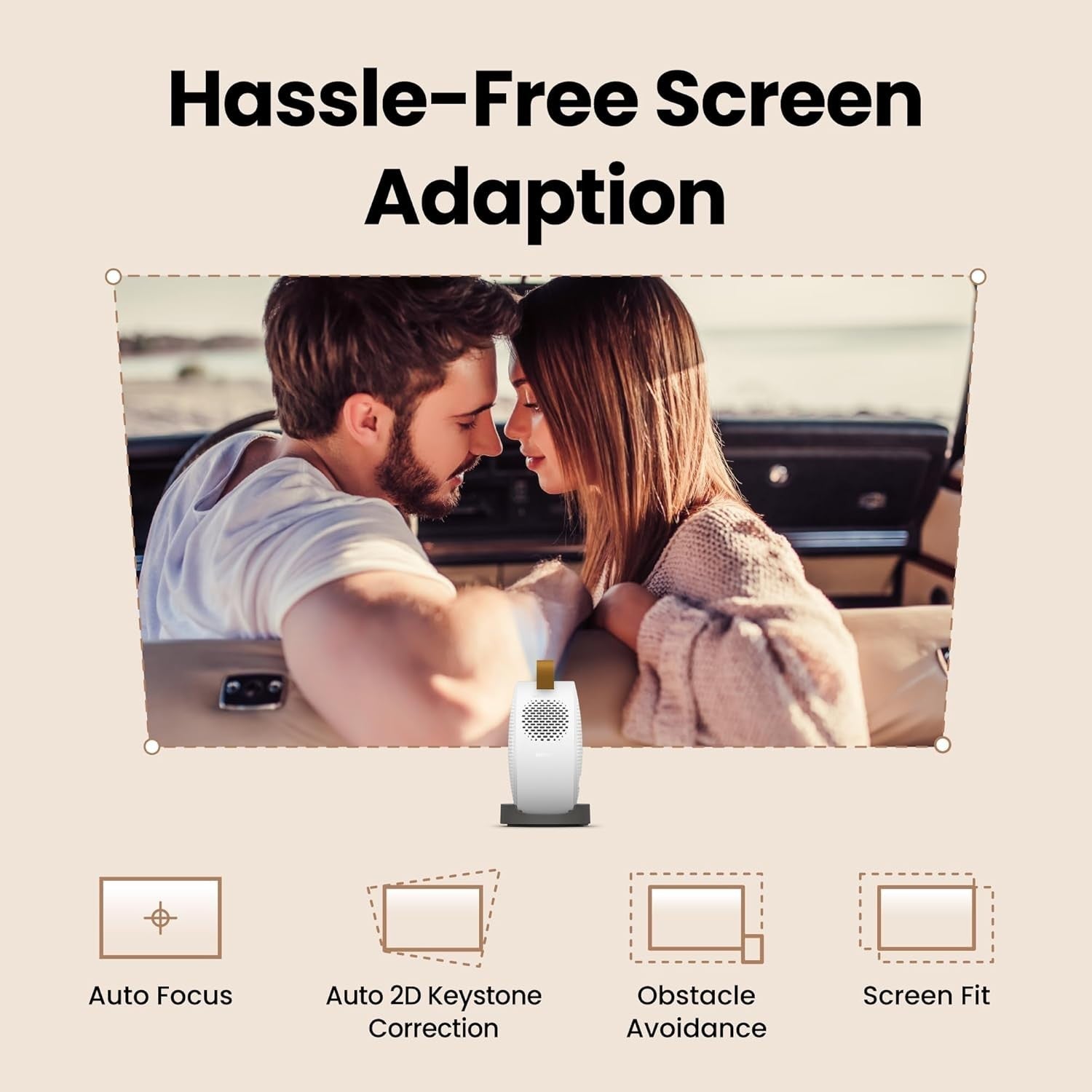 1080P Laser Portable Projector 500 ANSI Google TV Netflix Ceiling