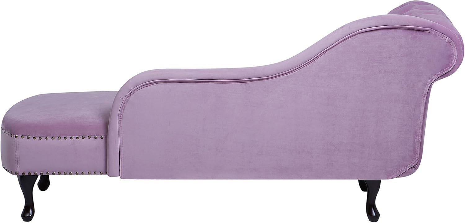 Pink Velvet Chesterfield Chaise Lounge Left-Hand Tufted Sofa 170cm Vintage