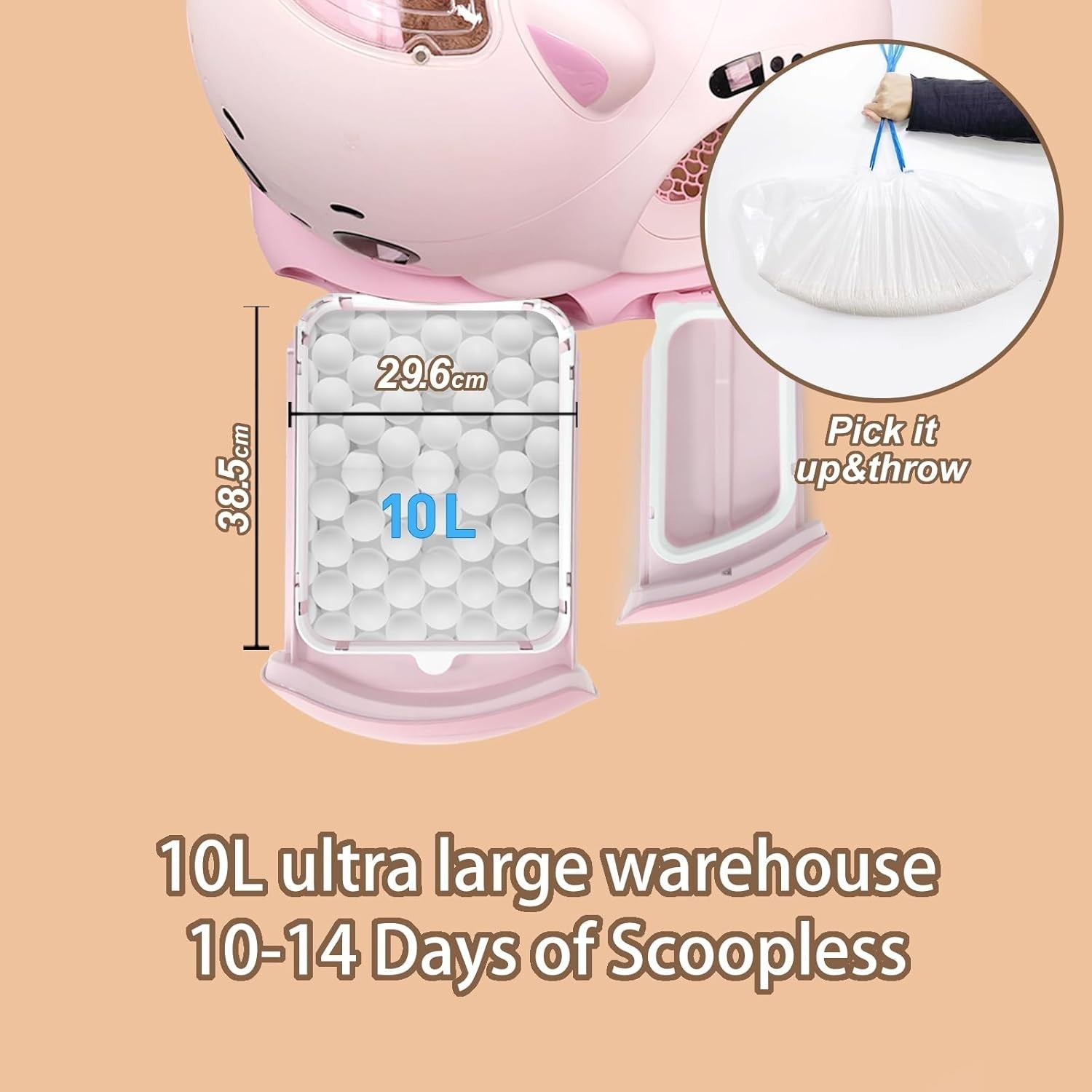XL Self Cleaning Cat Litter Box APP Control 80L Odor Control Quiet
