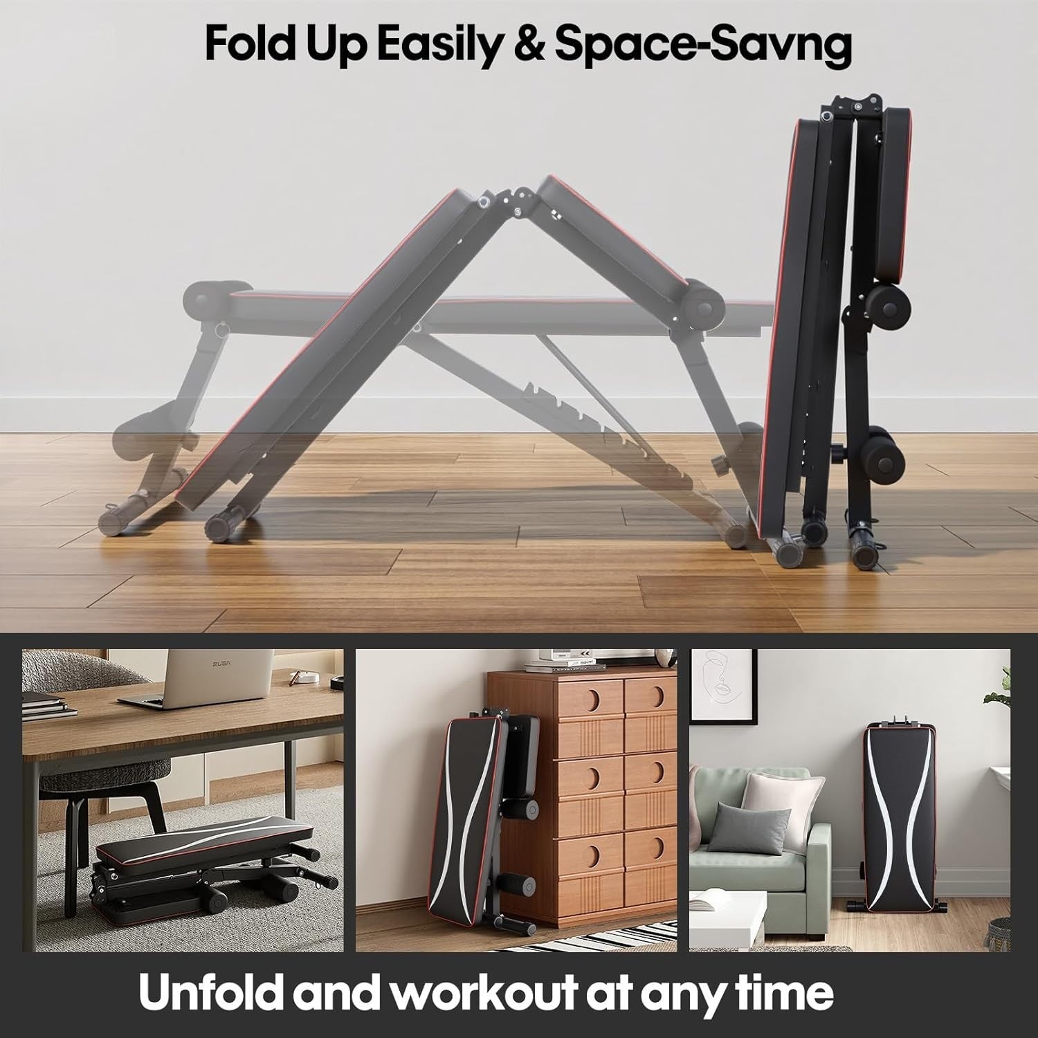 Adjustable Foldable Weight Bench 300kg Incline Decline Home Gym