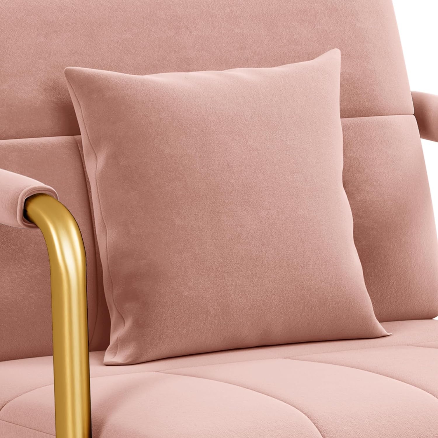 Velvet Accent Tub Chair Gold Legs Armchair w/ Cushion Pink