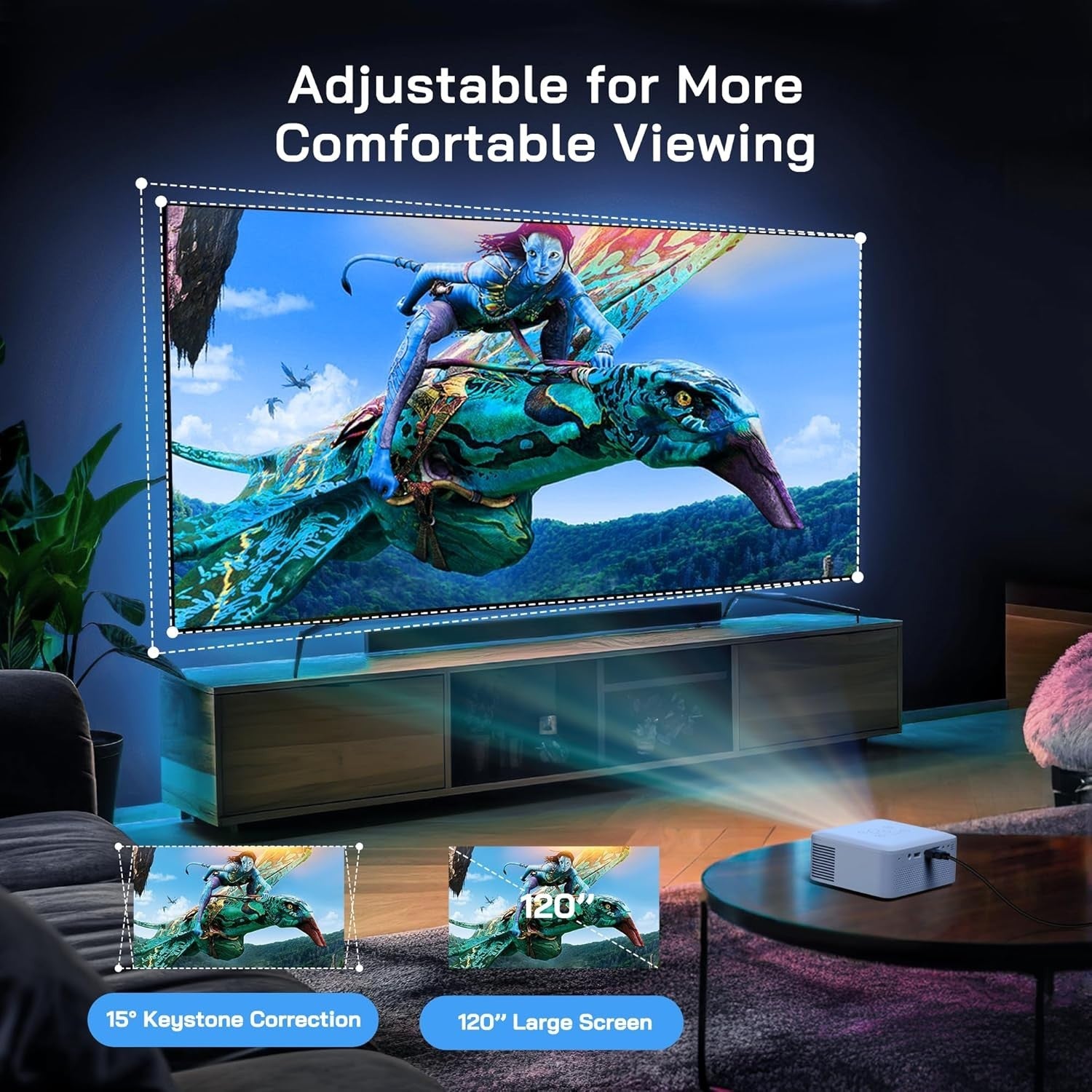 1080P Mini Projector with Tripod Portable HDMI USB Phone PC 7500L