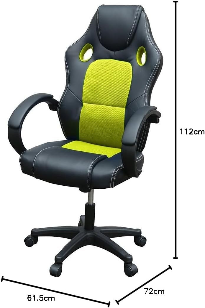 Racing Style Gaming Chair Yellow PU Leather Ergonomic Swivel Desk