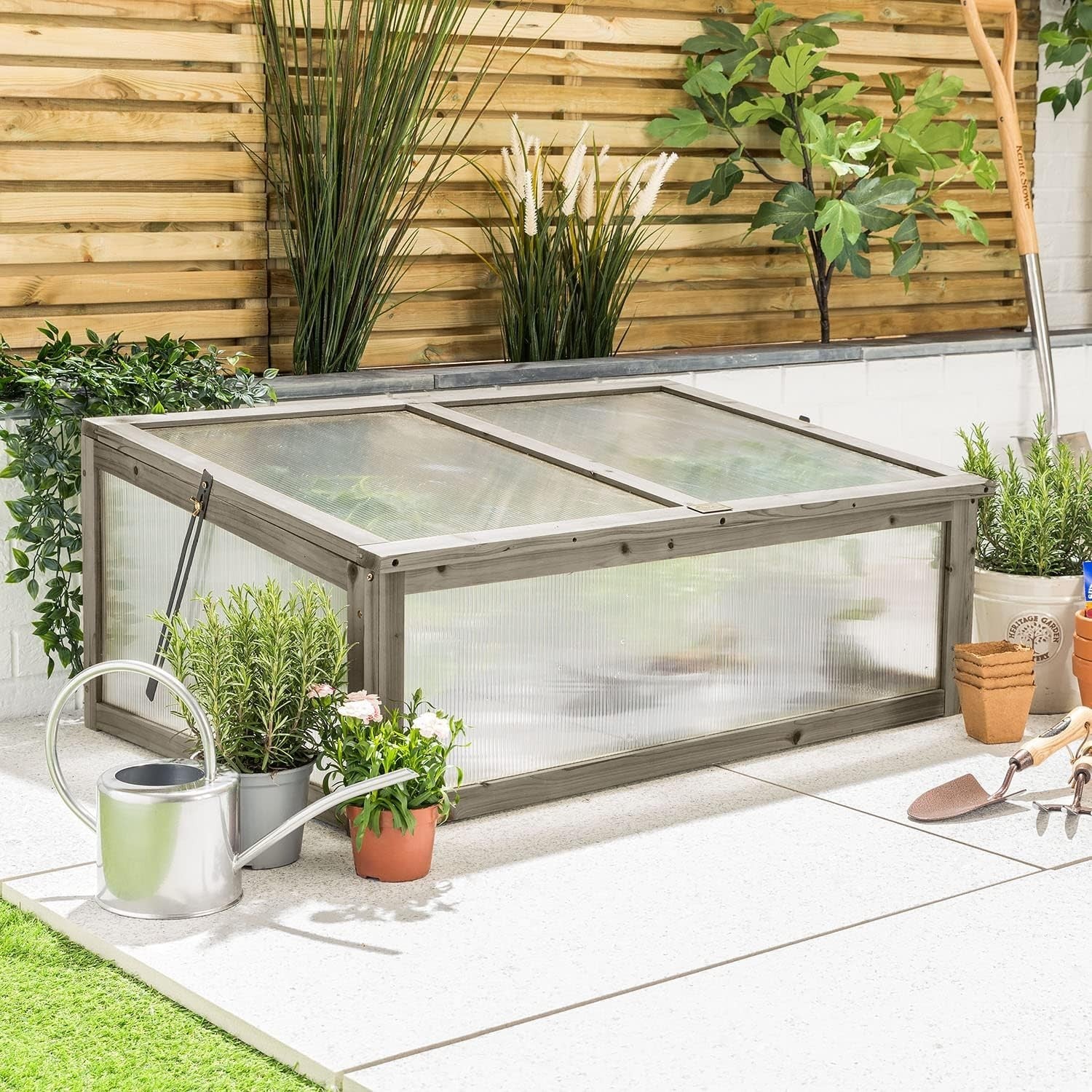 Large Wooden Cold Frame Greenhouse for Plants & Vegetables 100x65x40cm UV Panels