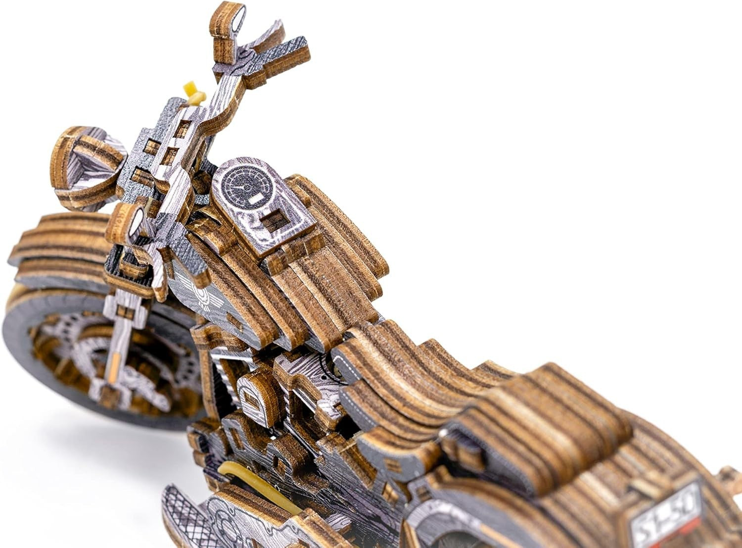 Wooden Motorcycle 3D Puzzle Kit | 1:13 Scale V-Twin Cruiser Model Gift