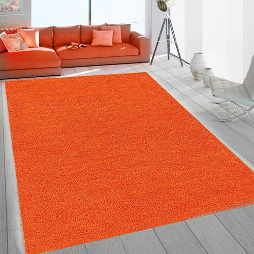 Extra Large Shaggy Rug 160x230cm 5cm Thick Soft High Pile Orange Carpet