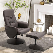 Luxury Recliner Armchair w/ Footstool Swivel Faux Leather Lounge Seat