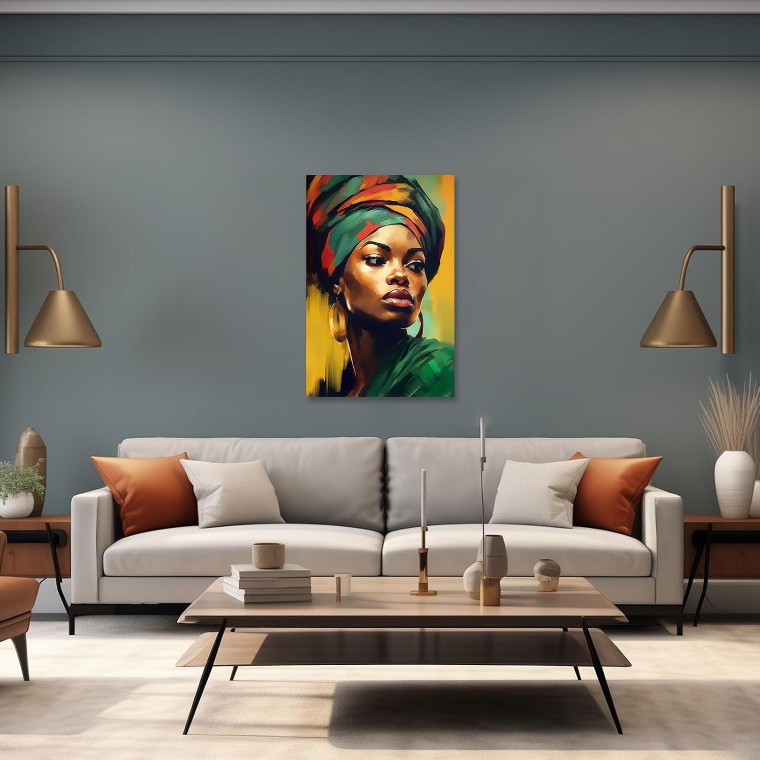 African Woman Canvas Wall Art 60x40cm Framed Portrait
