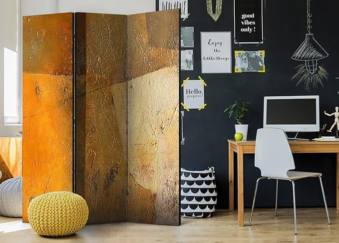 Rustic Earth Tone Room Divider 135×172cm 3-Panel Foldable Privacy Screen