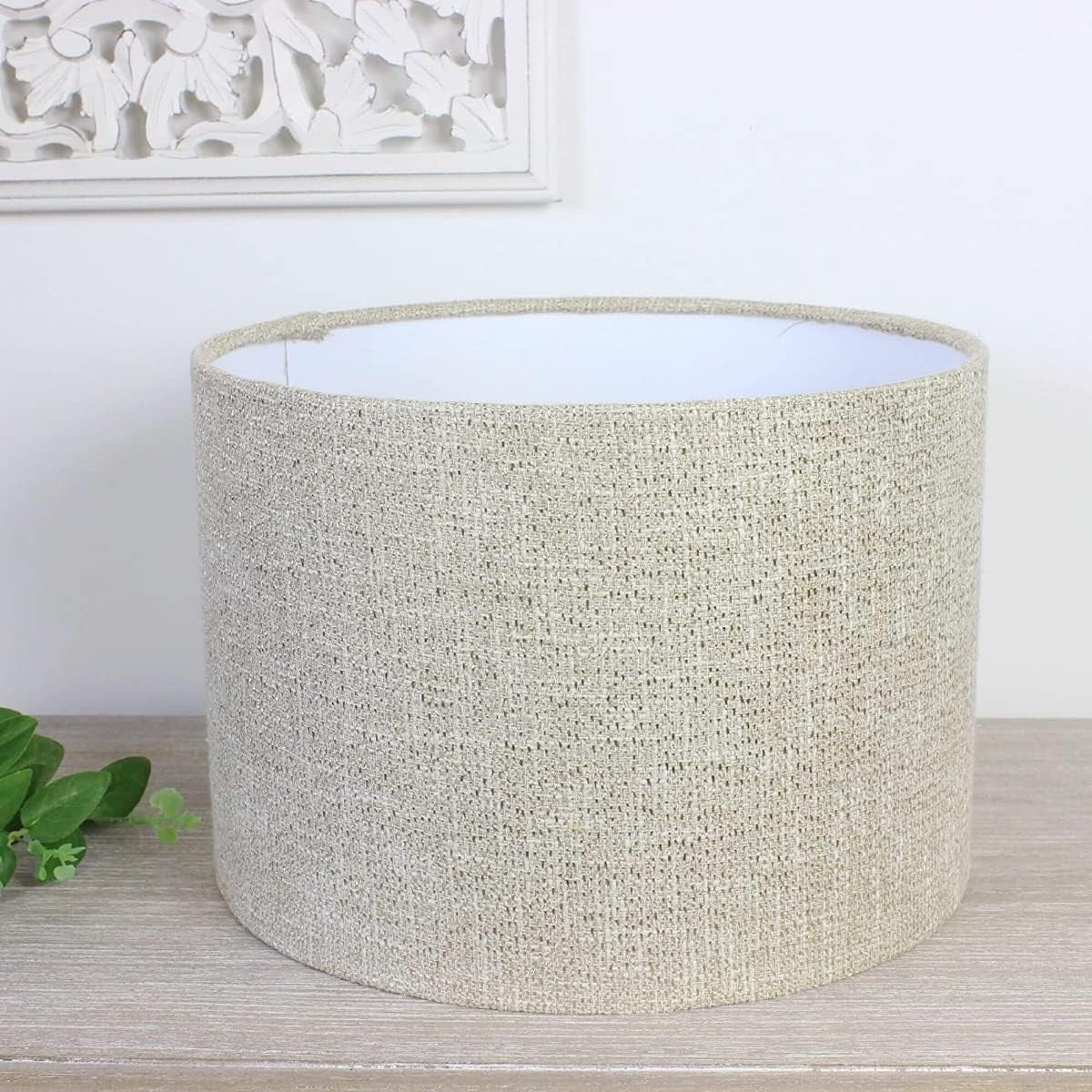 Natural Hessian Drum Lampshade 40cm Beige Ceiling Pendant Textured Light