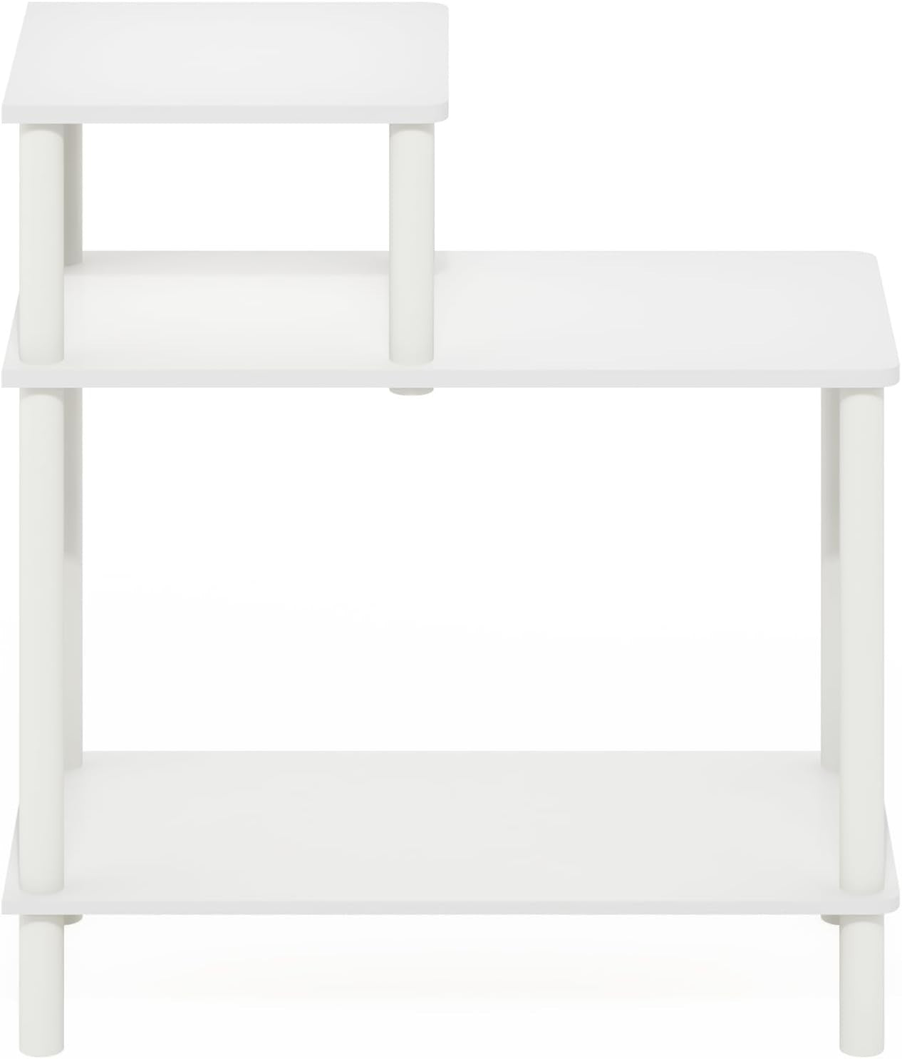 3-Tier White Side Table with Shelves – Minimalist Rectangular End Table
