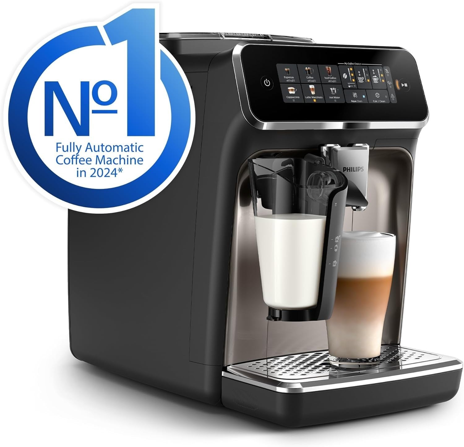 Automatic Bean to Cup Coffee Machine | 6 Hot & Iced Drinks Maker | LatteGo Milk