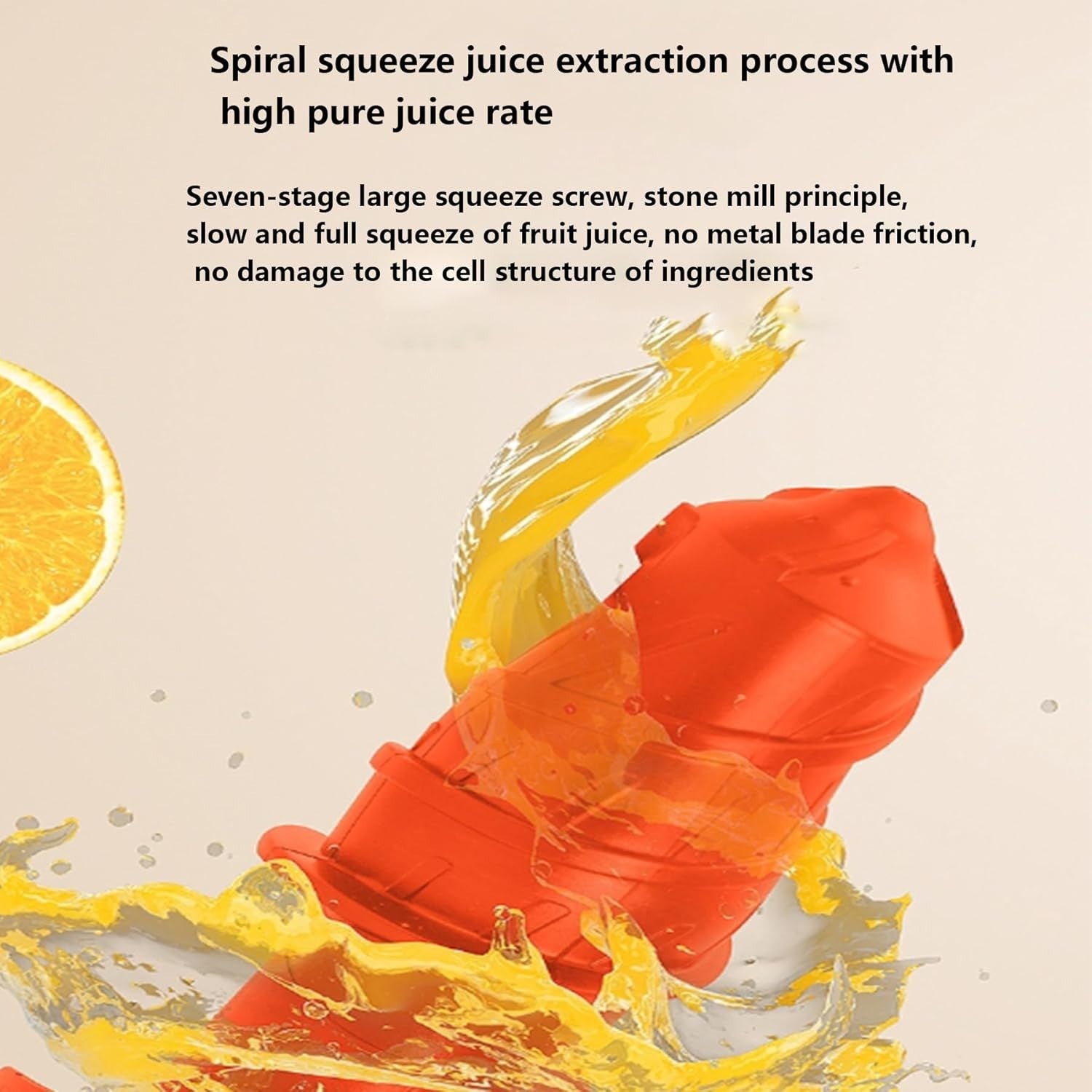 Slow Masticating Juicer 100W Cold Press Quiet High Juice Yield